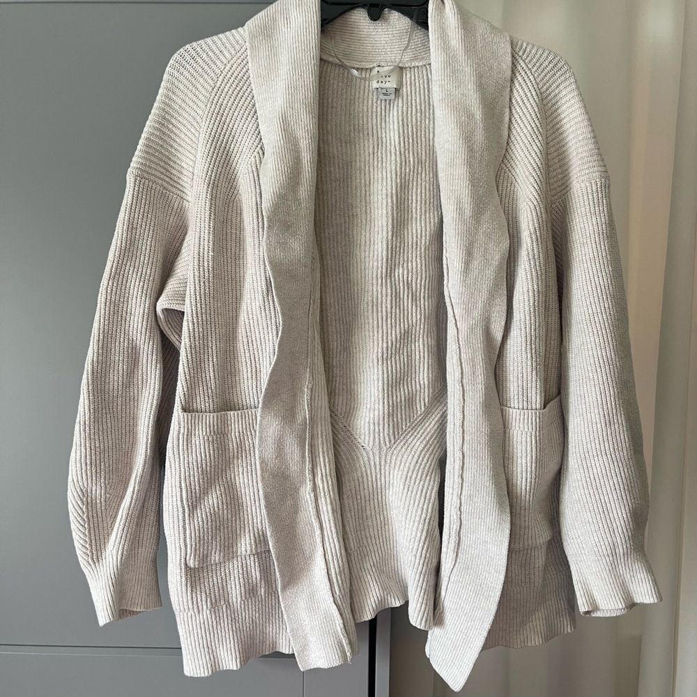a new day Women's Cream Ribbed Cardigan
